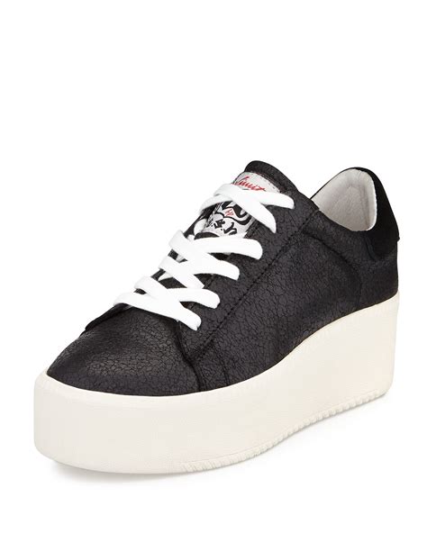 black leather platform sneakers women.